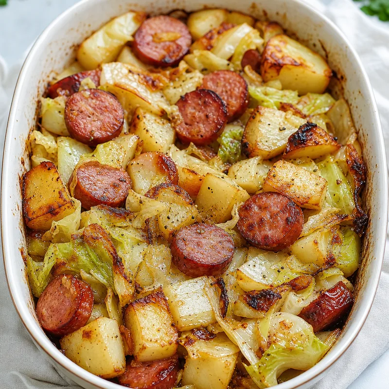 Smoked Sausage and Cabbage Bake