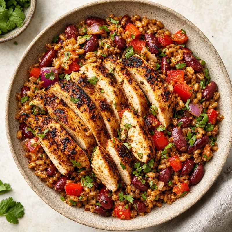 Smoky Chicken and Bean Grain Bowl