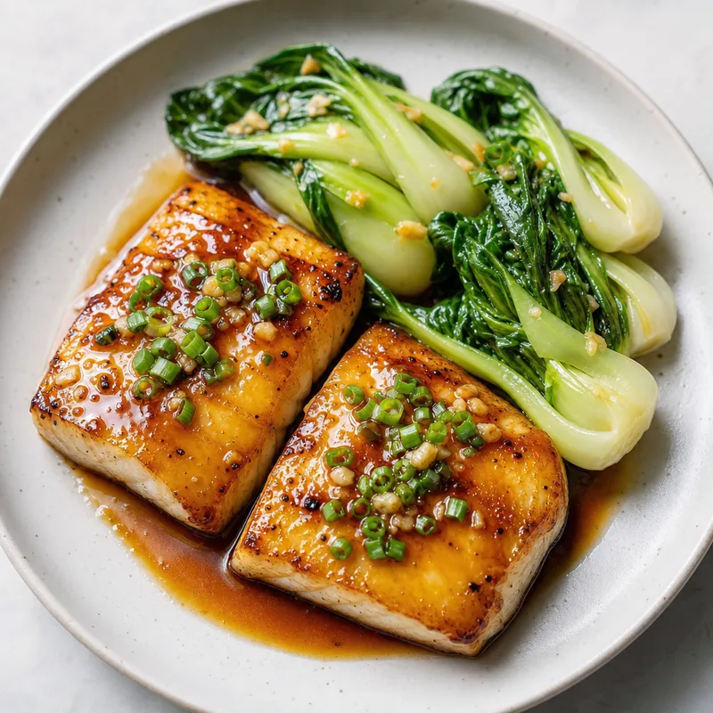 Soy Glazed Halibut with Bok Choy