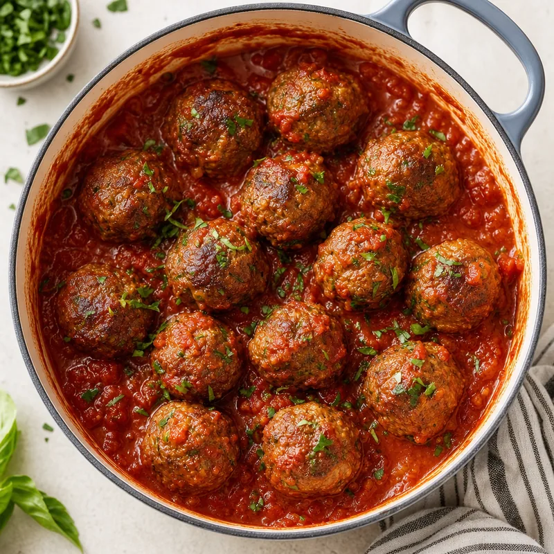 Spiced Beef Meatballs in Marinara