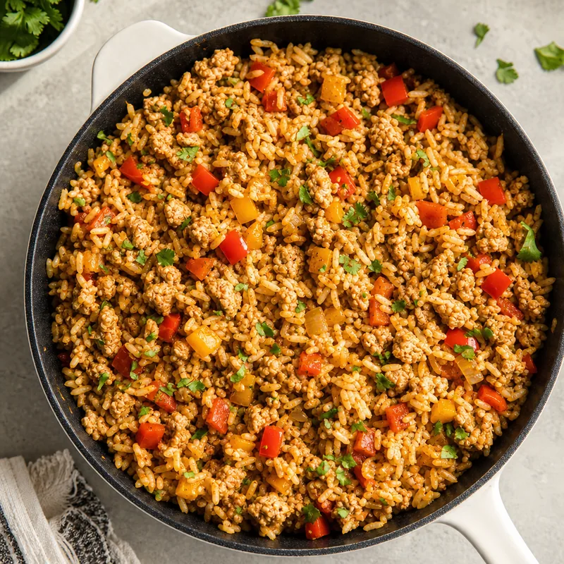 Spiced Ground Chicken Rice Skillet