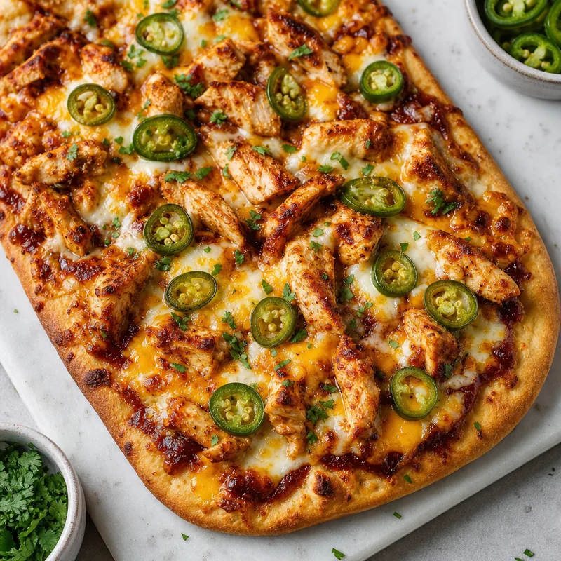 Spicy BBQ Chicken & Jalapeño Flatbread
