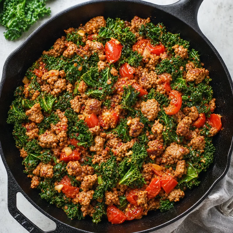Spicy Sausage and Kale Skillet
