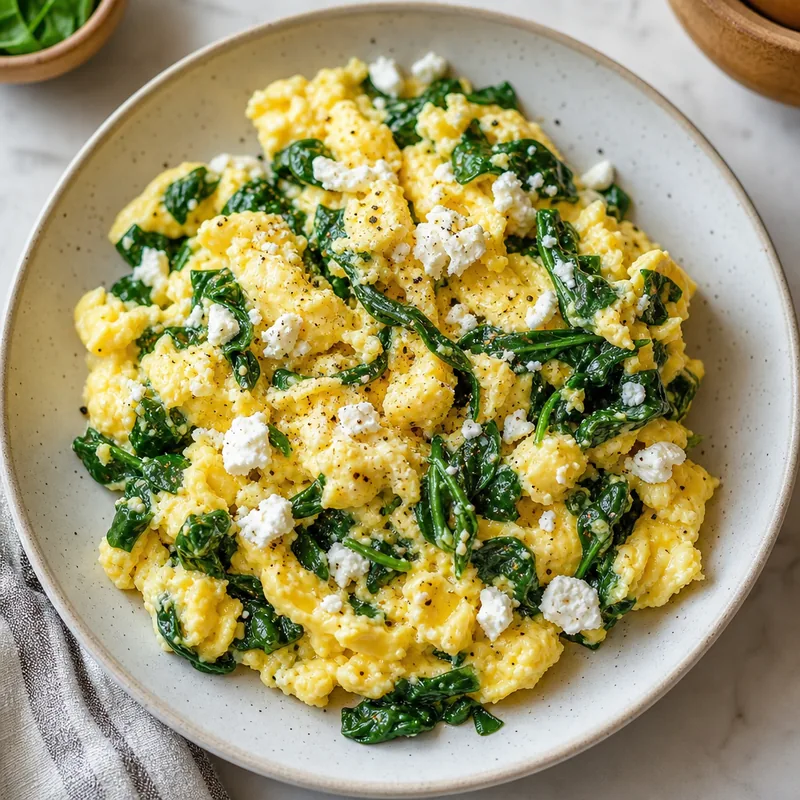 Spinach Feta Egg Scramble