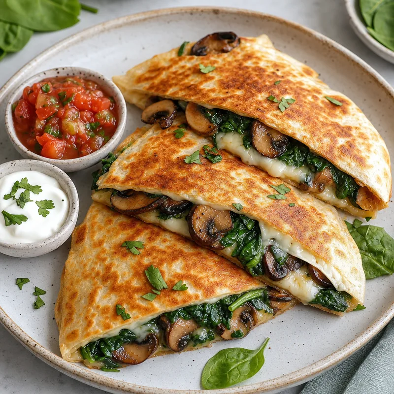 Spinach Mushroom Quesadillas