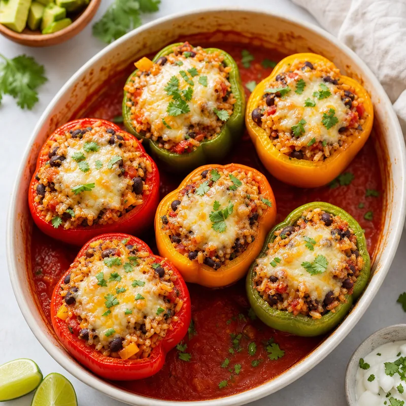 Stuffed Bell Peppers with Rice & Beans