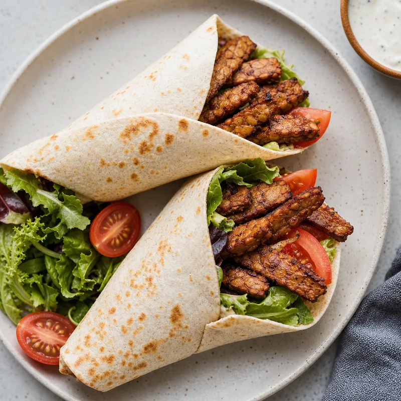 Tempeh Bacon and Tomato Wrap