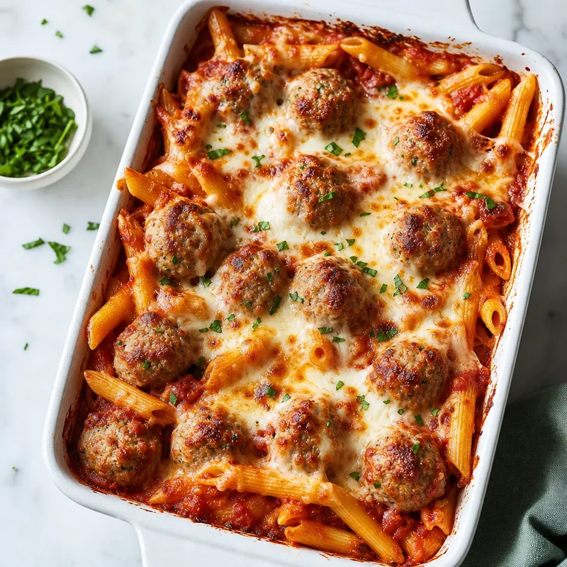Turkey Meatball Pasta Bake