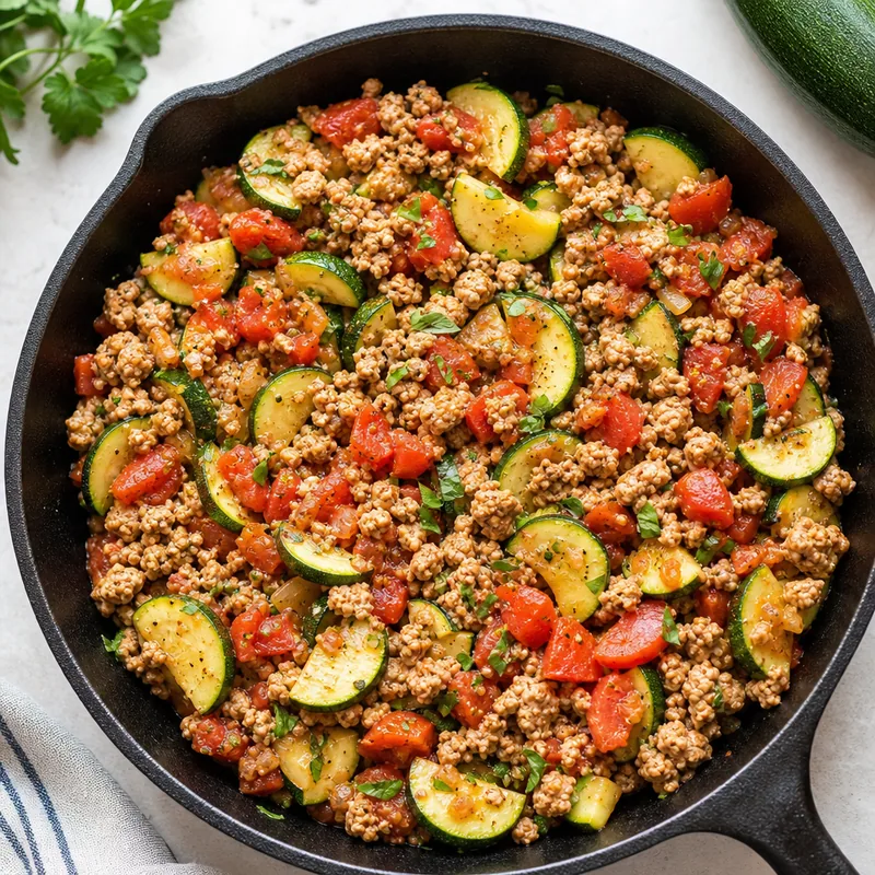 Turkey Skillet with Zucchini and Tomatoes