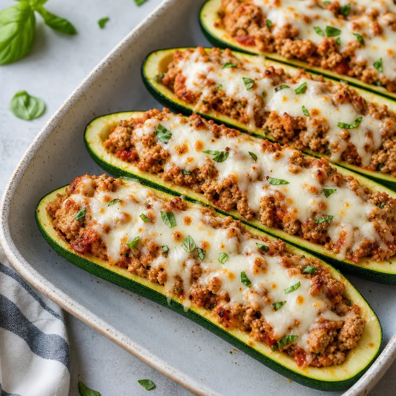Zucchini Boats with Turkey